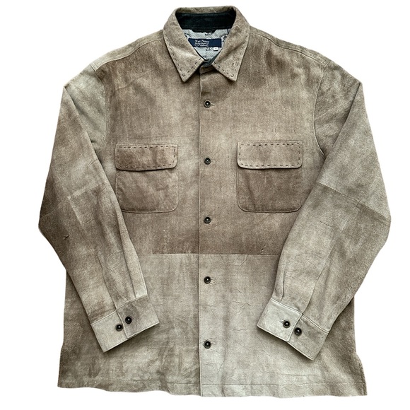 Nat Nast Genuine Leather Jacket Mens Size M Suede Pockets Light Brown - Picture 1 of 6